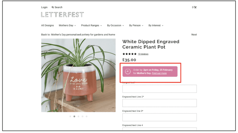 Screenshot Kunde Letterfest, wie diese ihr Kundenerlebnis lokalisieren, indem sie für die jeweiligen lokalen Feiertage extra Nachrichten an Kunden zu möglichen Verspätungen schicken