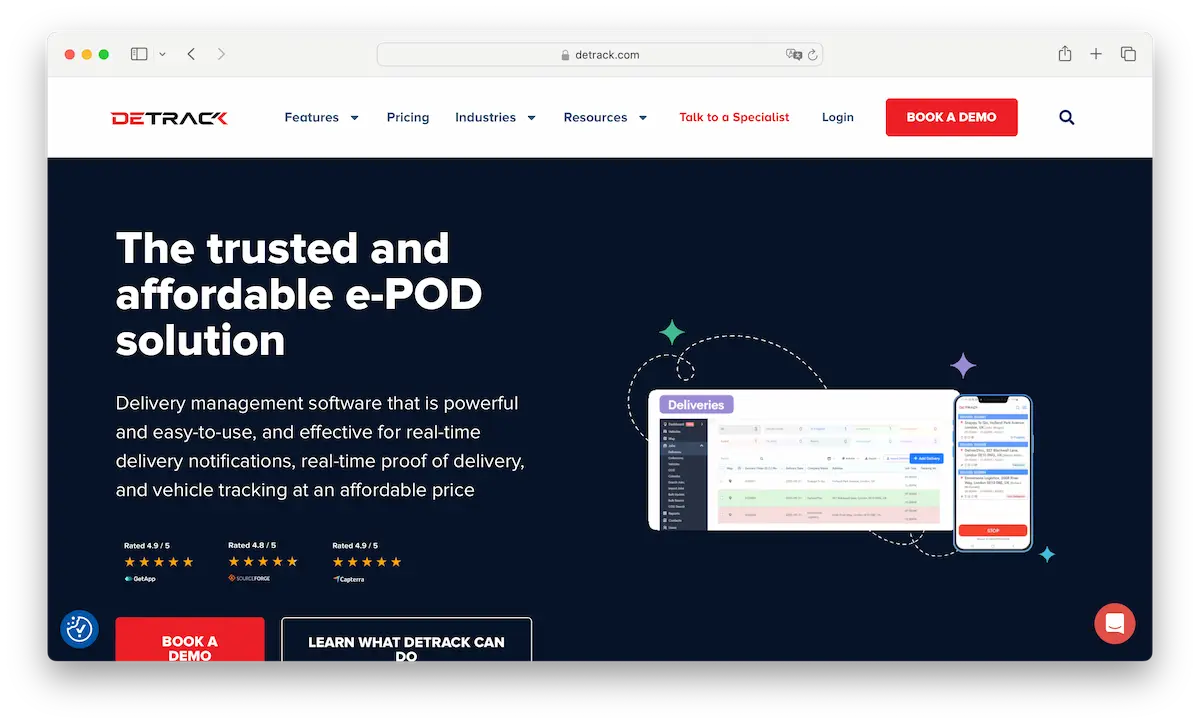 detrack shipment tracking software