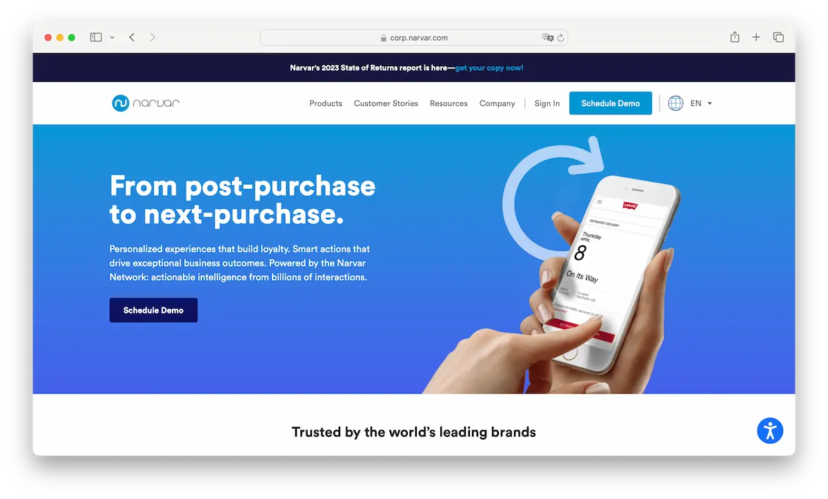 Narvar shipment tracking software